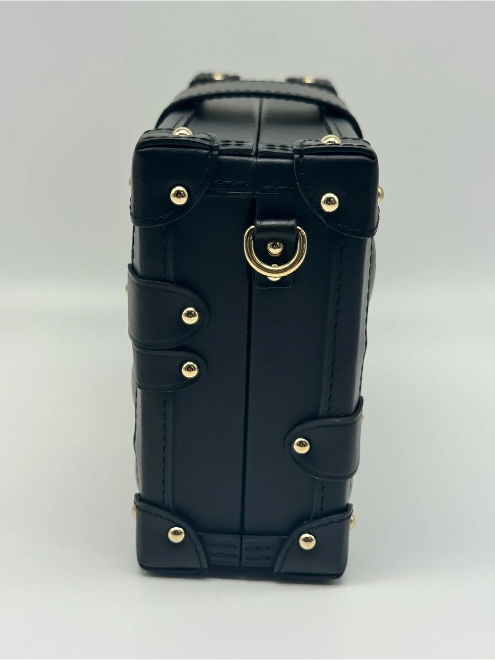 Lambskin Malletage Petite Malle Black Beige